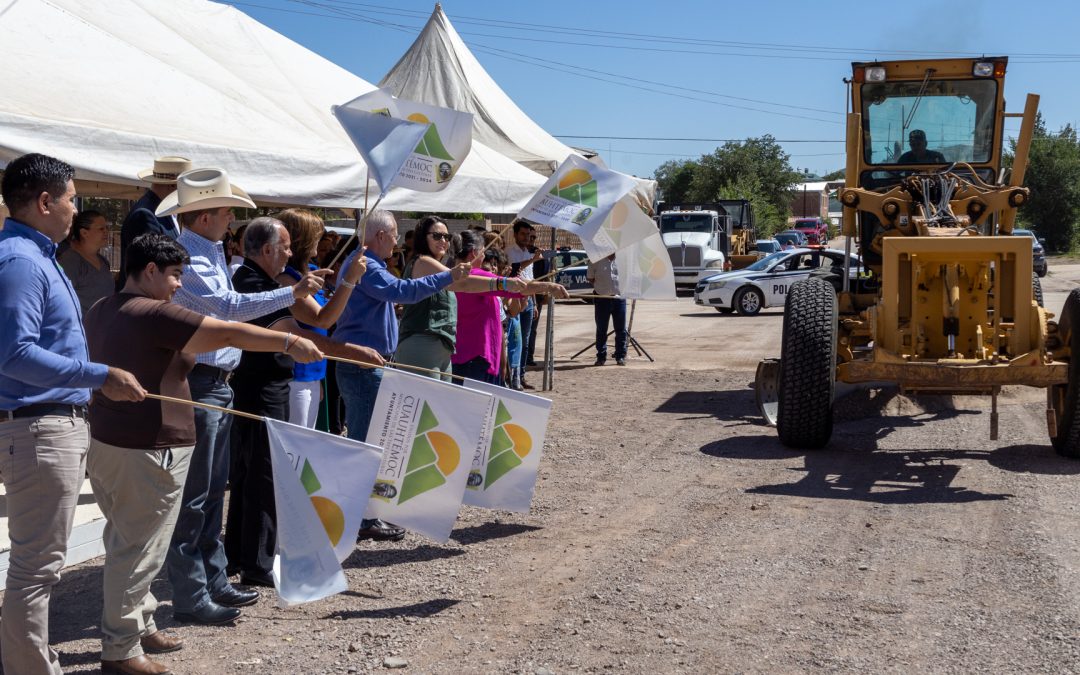 Dan banderazo de arranque a la pavimentación de la Río Santa María-Alcaldes, en Cuauhtémoc