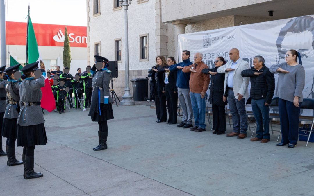 Realizan ceremonia cívica por el 86° aniversario de la Expropiación Petrolera, en Cuauhtémoc
